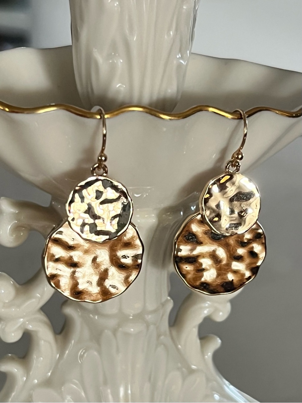 Style and Co. from Macys Gold-Tone Double Hammered Disc Drop Earrings - Picture 4 of 9